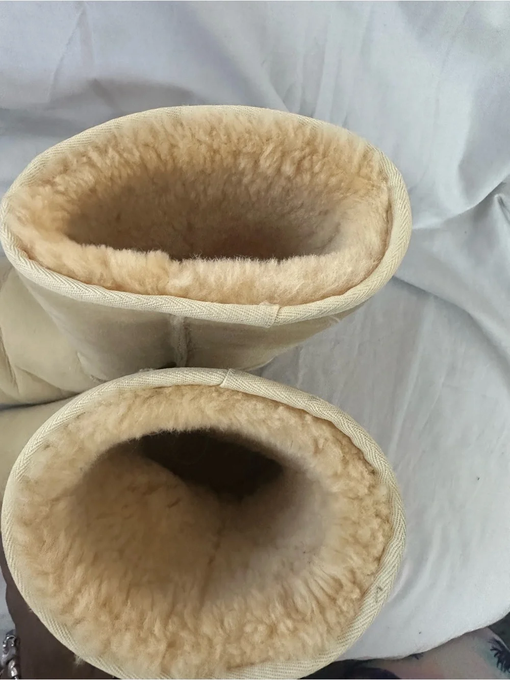UGG Women's Short Shearling Suede Boots in Cream